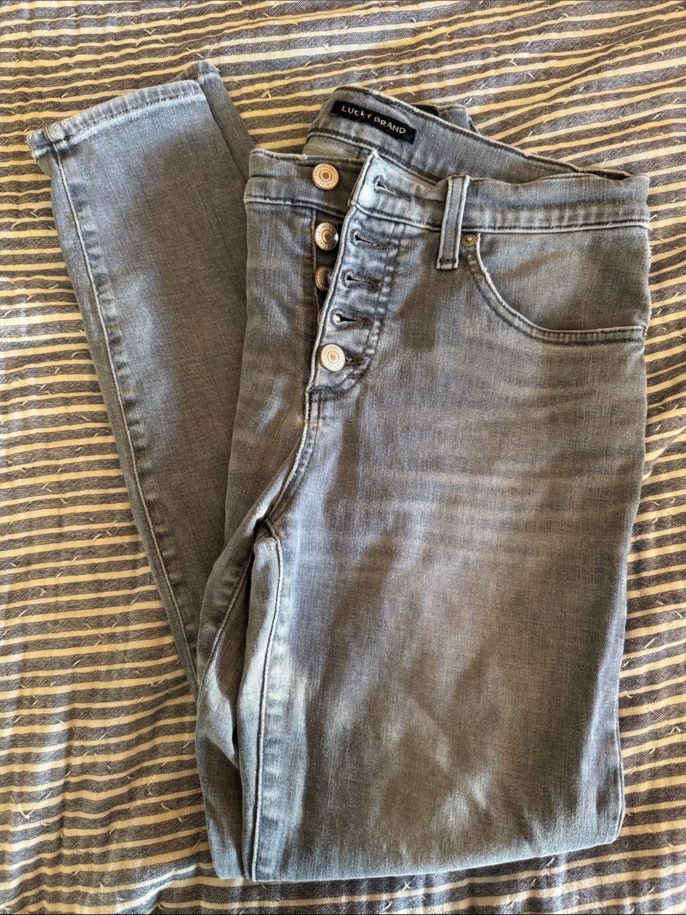 Lucky Brand Women's Gray Skinny Button-Fly Jeans